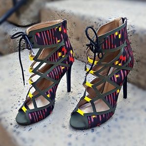 Strappy, lace up booties